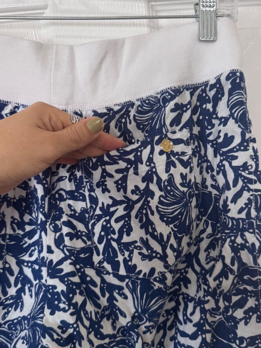 Lilly Pulitzer Beach Linen Palazzo Pants in Blue and White Pattern Size Small - Picture 7 of 9